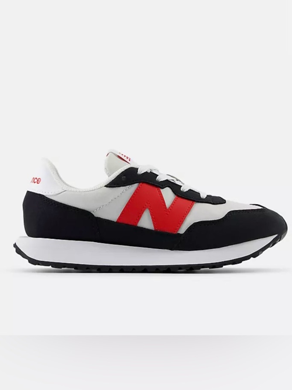 New Balance 237 - Low-Top Sneakers in Light Grey, White, Black & Red (Wide Fit)